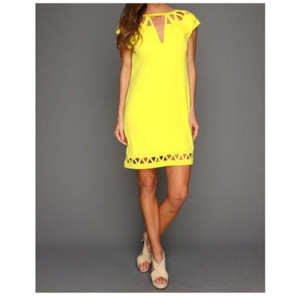 Catherine Malandrino Yellow Silk Cutout Dress 12